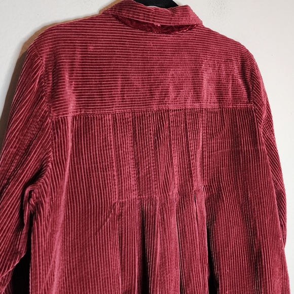 J. Jill Corduroy Red Wine Maroon Pleat Back Button Front Jacket Size Large - Picture 11 of 16